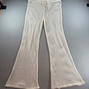 Shade & Shore Crochet‎ Mesh Swim Cover Up Pants Women's L Cream